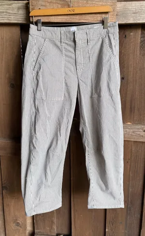 GAP Black and White Striped Barrel Jeans thumbnail 1