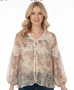 Karlie size medium oversized floral boho top thumbnail 1