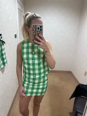 Antonio Melani Green Gingham Top thumbnail 2