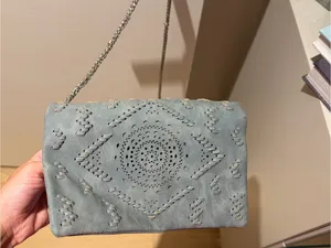 Women's Laser-Cut Suede Crossbody Bag in Light Blue FREE PEOPLE NEVER USED thumbnail 2