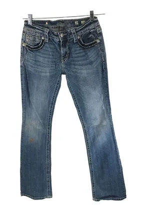 Miss Me Womens Signature Bootcut Jeans Size 29 Medium Wash Distressed Denim thumbnail 1