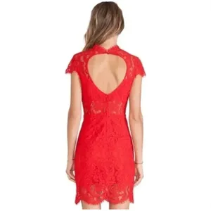 Saylor Jane Mini Dress Bold Red Peekaboo‎ Lace Sexy Date Night Cutout Size Small thumbnail 2