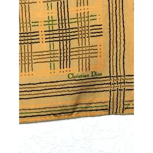 Vintage Christian Dior Silk Scarf 15” Square Geometric Brown Orange Made France thumbnail 2