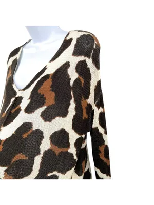 Show Me Your Mumu Wildcat Knit Hug Me Sweater Leopard Brown Black White Size XS thumbnail 5