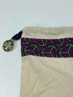 Tory Burch Logo Charm Purple Trim Pouch Travel Drawstring Dust bag 17x13'' thumbnail 2