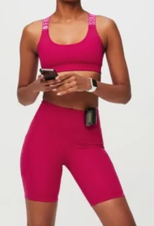 NWT Figs High Rise Biker Shorts in Raspberry Pink Size XS thumbnail 1