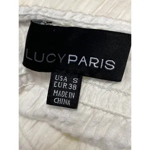 Lucy Paris White Puff Sleeve Smocked Scoop Open Back A Line Midi Dress Size S thumbnail 3