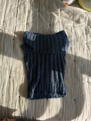 Urban Outfitters Blue Off-The-Shoulder Knit Sweater Top thumbnail 3