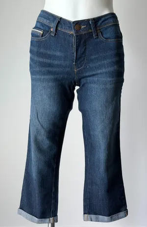 Faded Glory Dark Blue Cuffed Capri Jeans  thumbnail 1