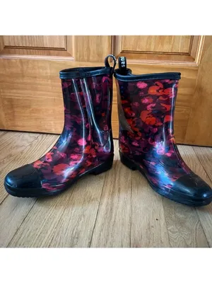 Sanmm Womens Floral Rain Boots thumbnail 5