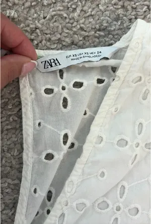 ZARA Eyelet Dress White thumbnail 2