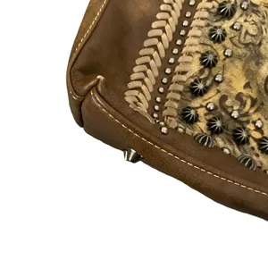 Montana West Studded Tooled Faux Leather Top Handle & Shoulder Strap Cowgirl Bag thumbnail 12