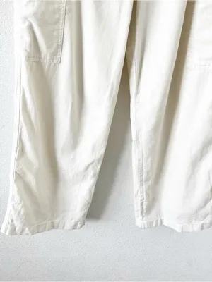Calvin Klein Ivory Linen Blend Pull On Wide Leg Cargo Pants thumbnail 4