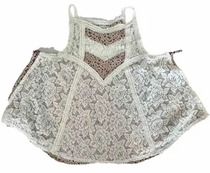 Maurice’s Medium Lace Bib Floral Under Design Flowy Double‎ Layered Tank Top M thumbnail 1