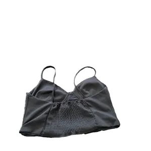 Zara Y2K Corset Bra Crop Black Top Size M Spaghetti Strap Ruched Back Gothic thumbnail 4