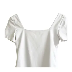 BABATON Contour Squareneck Short Sleeve Bodysuit White Thong Cut Women's Small thumbnail 6