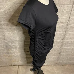 Blanqi‎ Maternity Everyday Black Short Sleeve Ruched MIDI Dress Size M/L thumbnail 2