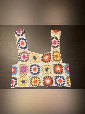 Bohemian Crochet Square Tank Top - Multi/White thumbnail 2