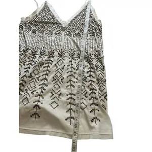 Free People Ivory Beaded Sequin Geometric Embellished Cami Tank Top XS thumbnail 7