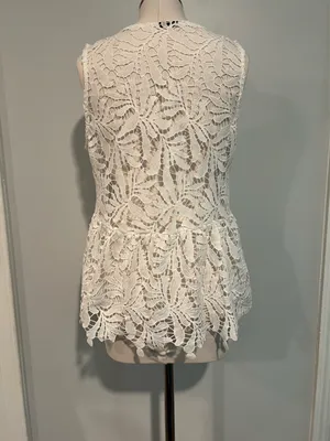 Lace peplum blouse White Size L thumbnail 3