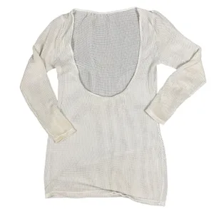 Mesh Swim Cover Up Womens Large Cream Deep Scoop Open Back Beach Dress thumbnail 8