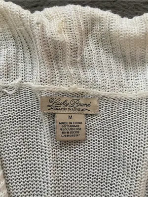Lucky Brand Open-Front Striped Cardigan in Cream and Navy thumbnail 4