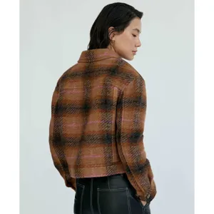 Aritzia Wilfred Autumn Shirt Jacket Wool Shacket Brown Pink Plaid thumbnail 3