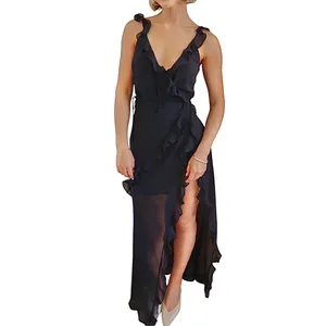Rumored Just Like‎ Heaven Maxi Long Dress MEDIUM Black Coverup Sheer thumbnail 5