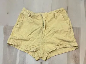 Abercrombie & Fitch Women Small Butter Yellow Linen Blend Shorts Coastal Retro thumbnail 1