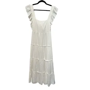 Show Me Your Mumu Lovely Midi Dress in White Linen.Size S thumbnail 4