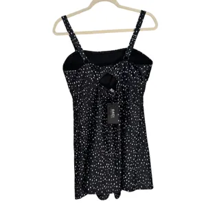 DACI Classic Fashion Collection Black White Polka Dot Square‎ Neck Mini Dress L thumbnail 7