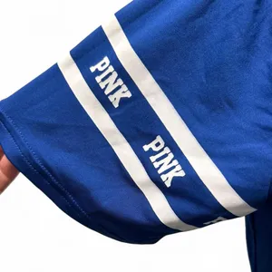 PINK Victoria's Secret Blue and Silver Jersey Top thumbnail 3