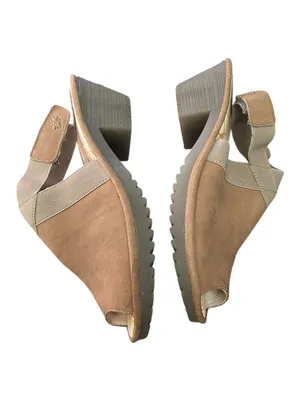 FLY London Wata Lagenlook Taupe Slingback Open Toe Block Heel Chunky Shoes 40 thumbnail 4