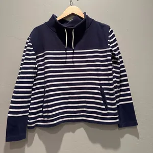 Barbour Women’s Navy Blue‎ White Striped Cotton Rief Sweatshirt Size 6 thumbnail 1