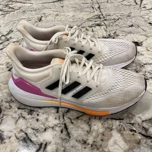 Adidas Women's Eq21‎ Running Shoes- in size 9. White, pink and orange thumbnail 3