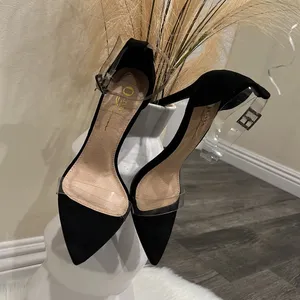 🖤🖤BLACK SUEDE HEELS Black Size 7 thumbnail 14