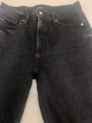 Express Women's Jean Straight high Rise Black Denim Size 8R thumbnail 6