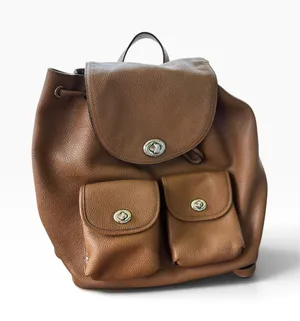 Coach Charlie Backpack Brown Pebbled Leather Turnlock F37582 thumbnail 1
