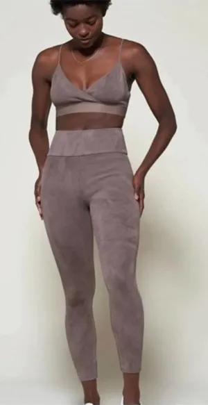 WOMN. Thea Leggings Brown Ribbed High Rise Stretchy XXL NEW thumbnail 1
