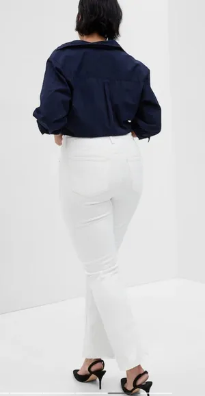 Gap Kick Fit High Waisted Crop Flare White Jeans thumbnail 2