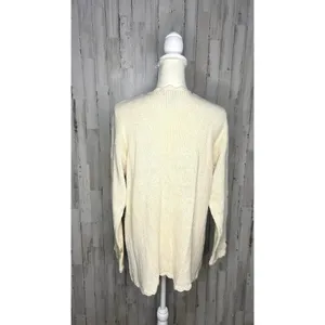 Vintage 80s Crystal Kobe Floral Embroidered‎ Knit Cardigan Beige Women's Medium thumbnail 4
