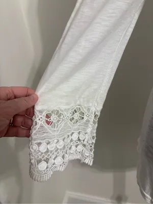 Saks Fifth Avenue women’s white crochet tunic size Large romantic cottagecore thumbnail 5