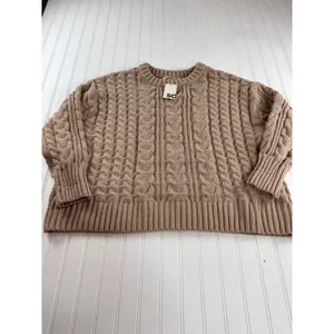 SO Women XXL Tan Brown Cable Knit Chenille Sweater Crewneck Oversized Cozy thumbnail 2