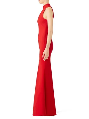 Likely Red Harbor Gown Halter Maxi Dress Front Slit Size 2 thumbnail 2