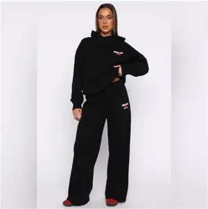 White fox boutique Club 14 Cassie cherry sport logo black Wide Leg Sweatpants ❤️ thumbnail 2