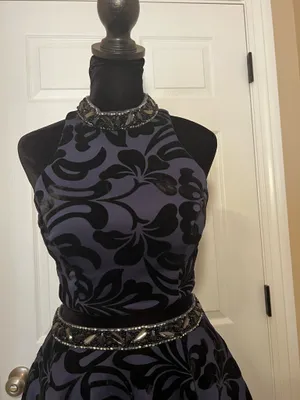 Blue homecoming dress with Rhinestones thumbnail 2