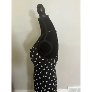 Polka Dot Maxi Dress Black White V-Neck Cutout Tiered Ruffle Retro Sexy SZ M / 6 thumbnail 4