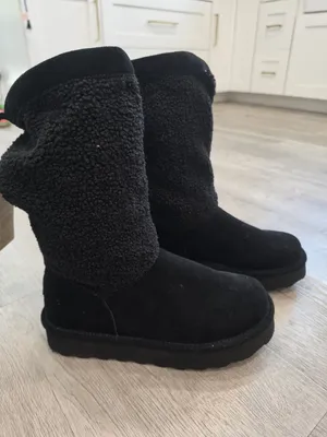 Bearpaw NWT Snuggle Murphy Platform Lo Boots Black Size 11W WIDE sherpa suede thumbnail 5