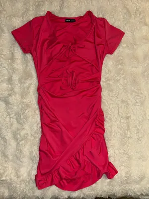 Pink Tied Cutout Wrap Hem Short Dress  thumbnail 2