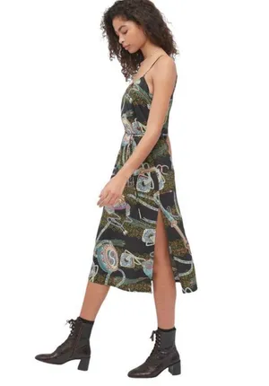 Urban Outfitters Black “Jones Satin Tie Slip Dress” thumbnail 2